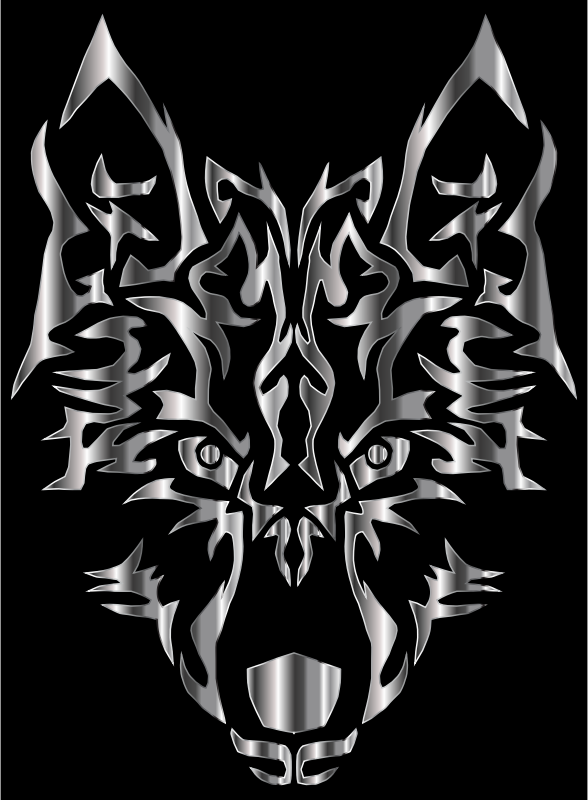 Steel Symmetric Tribal Wolf