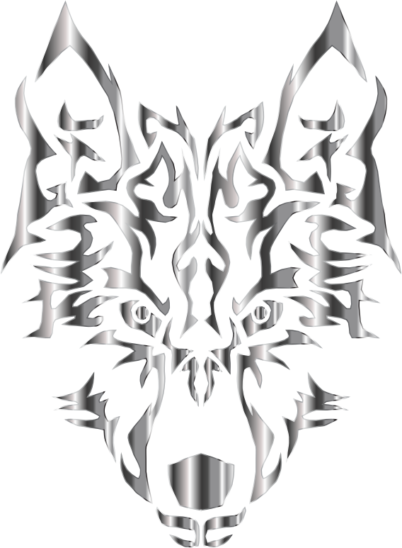 Steel Symmetric Tribal Wolf No Background