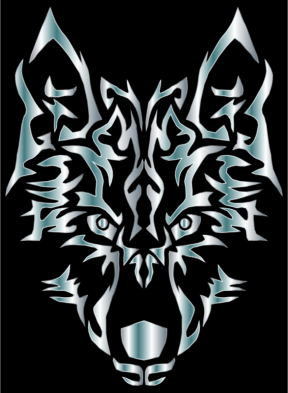 Silver Symmetric Tribal Wolf