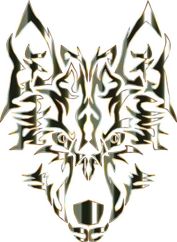 Wolf and symmetric tribals Royalty Free Vector Image