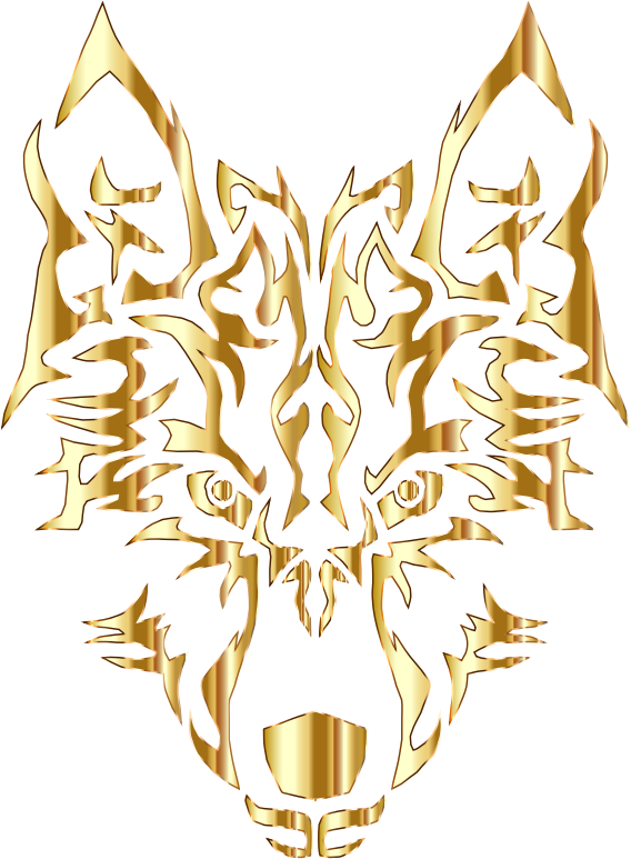 Gold Symmetric Tribal Wolf No Background