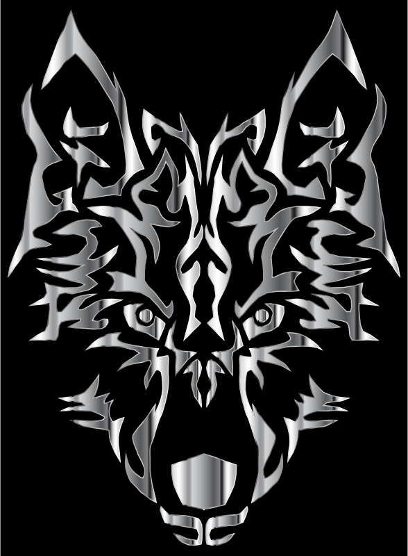 Wolf and symmetric tribals Royalty Free Vector Image