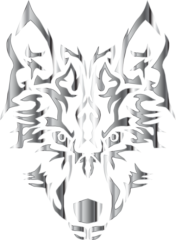 Chrome Symmetric Tribal Wolf No Background
