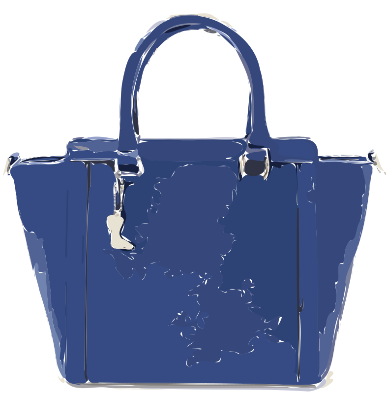 Bluish Purple Leather Handbag without logo