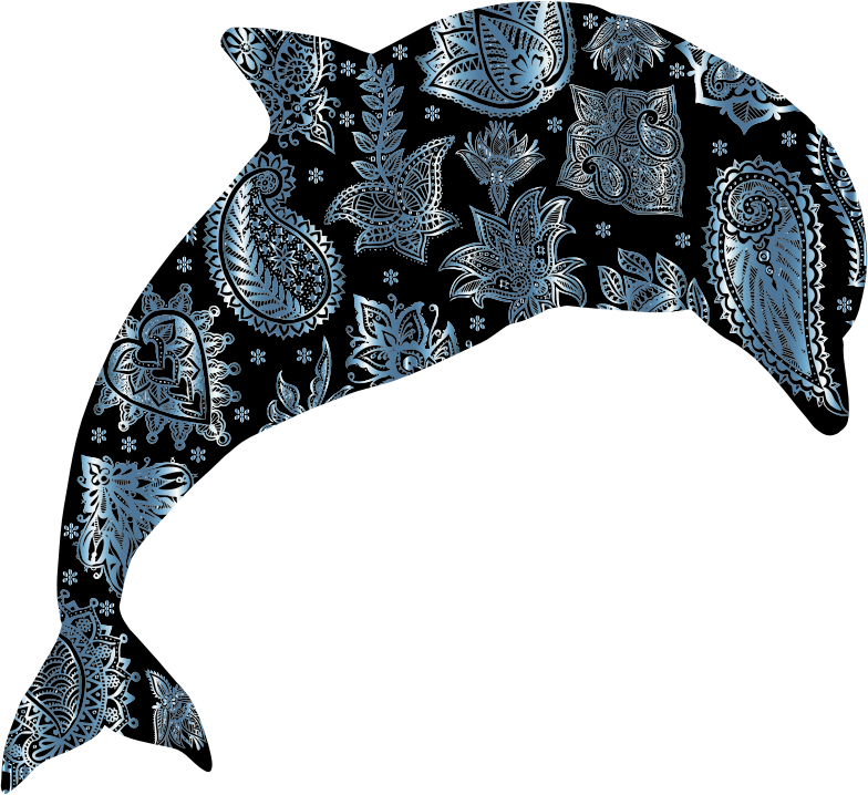 Turquoise Floral Pattern Dolphin