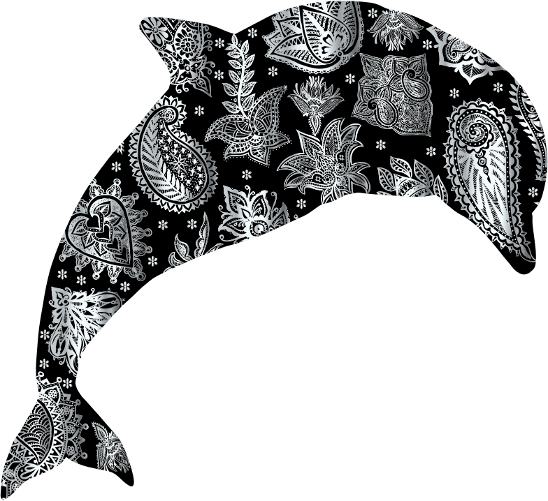 Silver Floral Pattern Dolphin