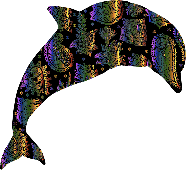 Chromatic Floral Pattern Dolphin