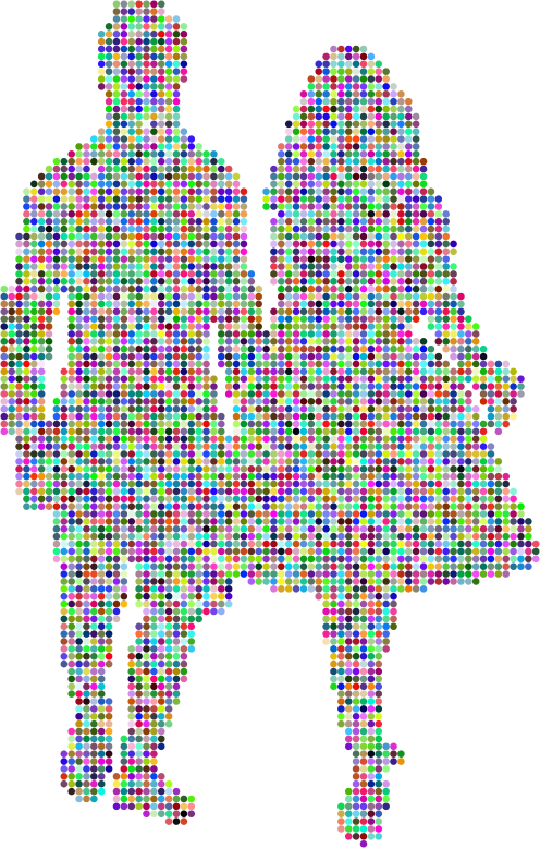 Prismatic Couple Holding Hands Silhouette