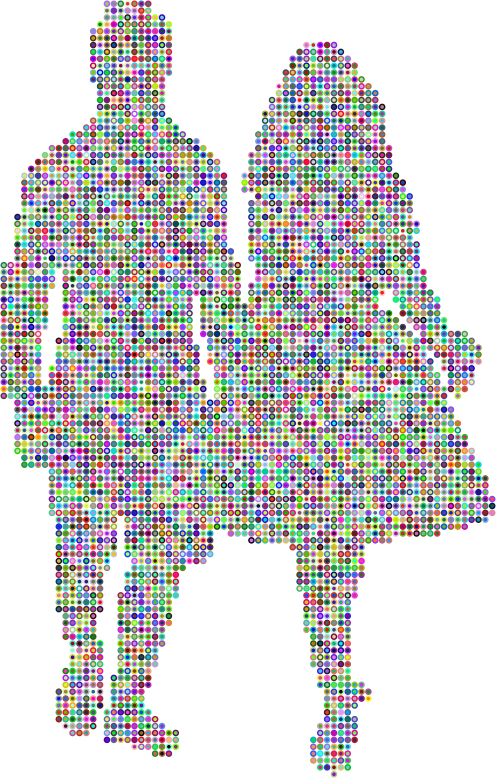 Prismatic Couple Holding Hands Silhouette 2