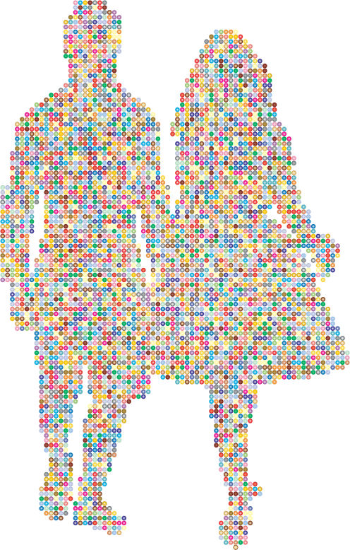 Prismatic Couple Holding Hands Silhouette 3