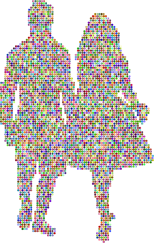 Prismatic Couple Holding Hands Silhouette 4