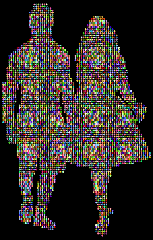 Prismatic Couple Holding Hands Silhouette 4 With Background