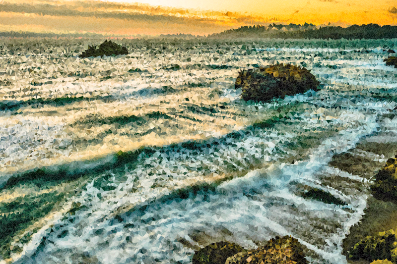 High Poly Waves Crashing On Beach