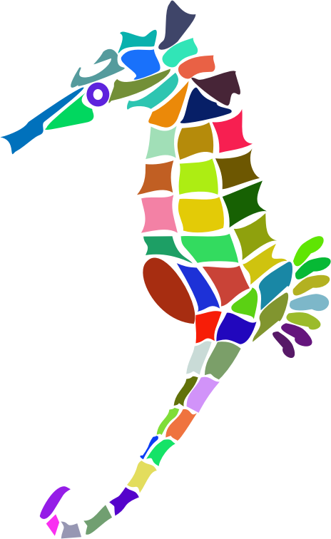 Prismatic Stylized Seahorse Silhouette