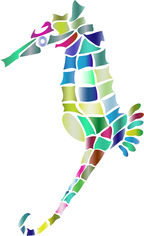 Prismatic Stylized Seahorse Silhouette 3