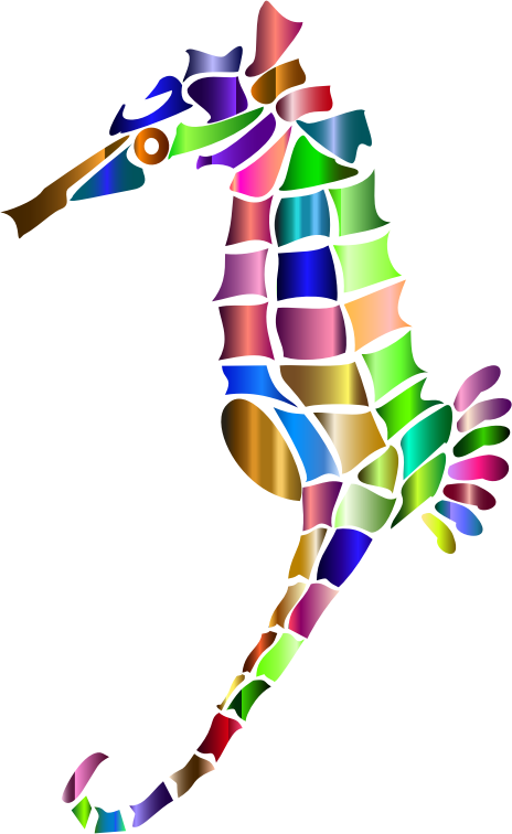 Prismatic Stylized Seahorse Silhouette 6