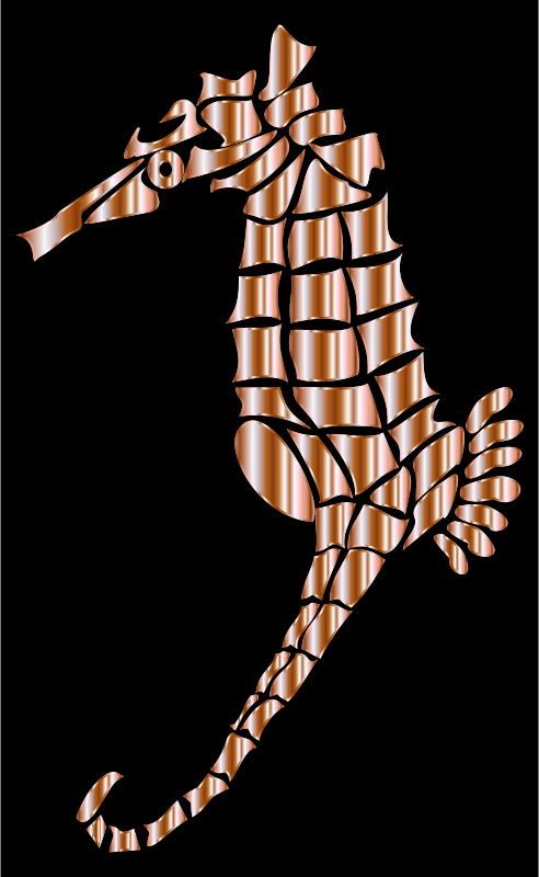 Mother Of Pearl Stylized Seahorse Silhouette