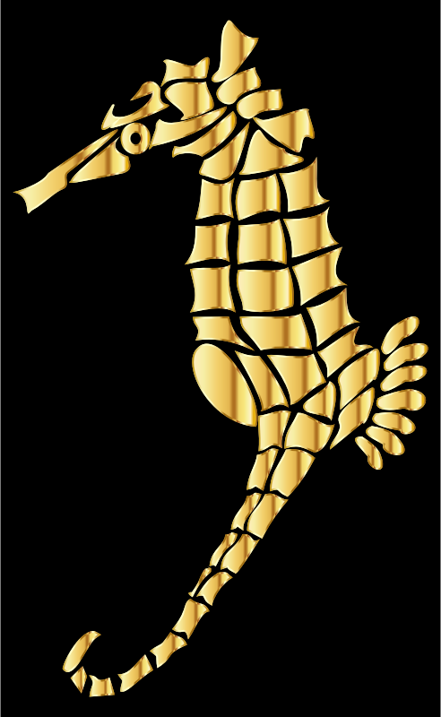 Gold Stylized Seahorse Silhouette