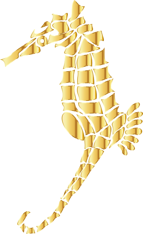 Gold Stylized Seahorse Silhouette No Background