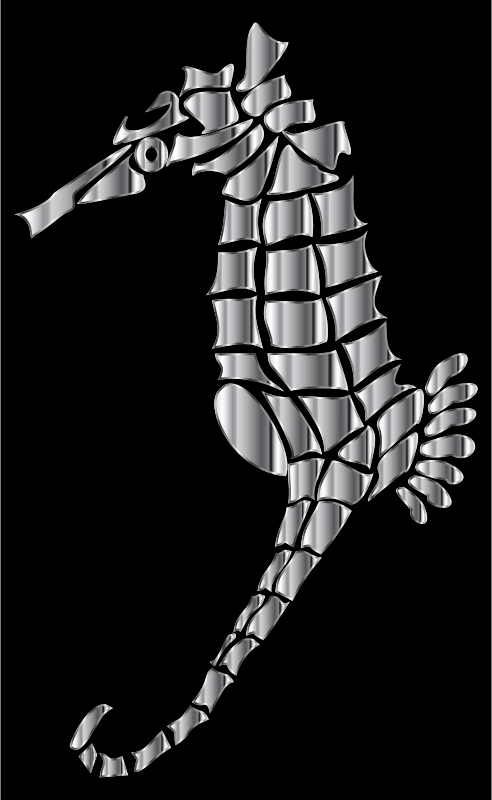 Chrome Stylized Seahorse Silhouette