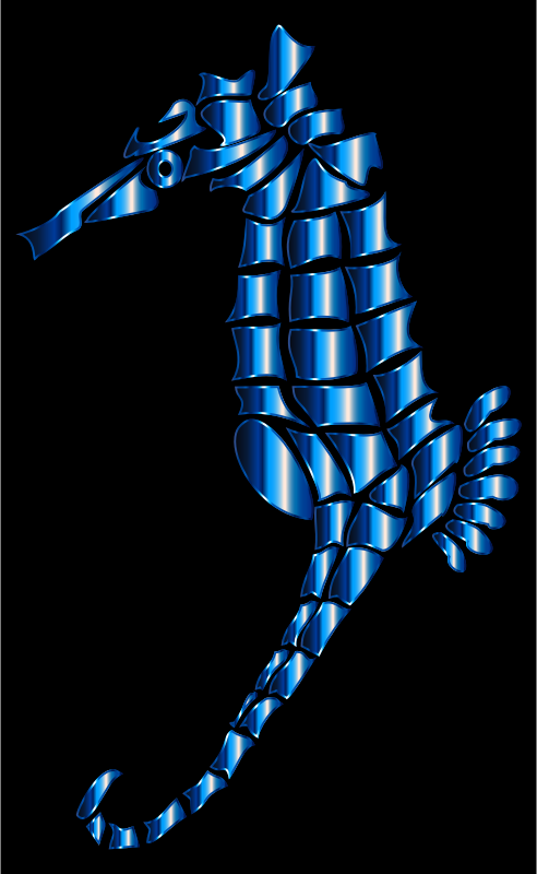 Cerulean Stylized Seahorse Silhouette