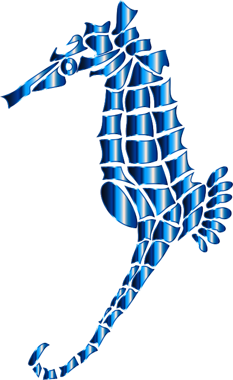 Cerulean Stylized Seahorse Silhouette No Background