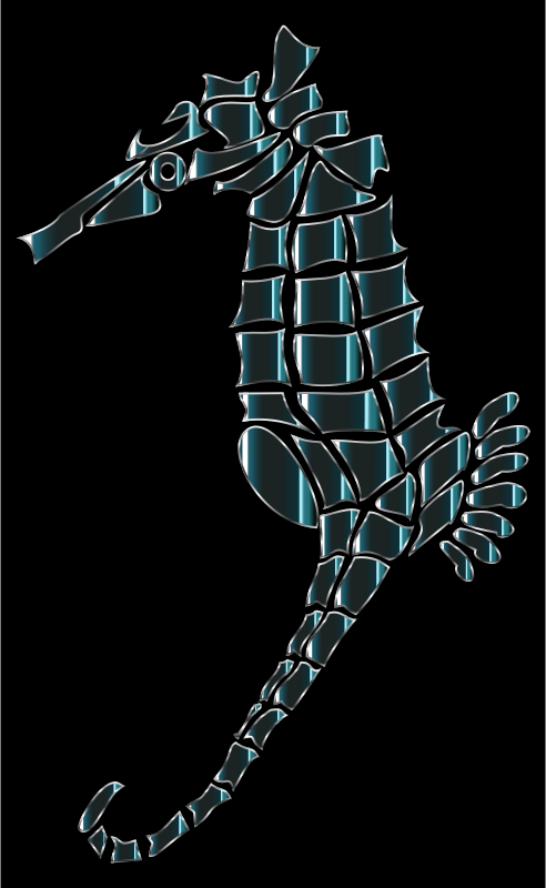 Bioluminescent Stylized Seahorse Silhouette