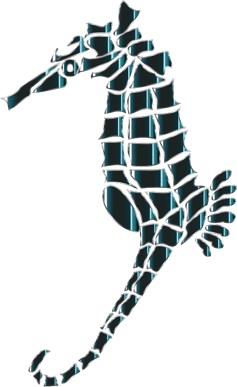 Bioluminescent Stylized Seahorse Silhouette No Background