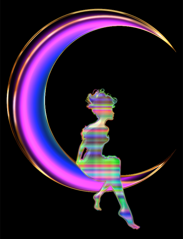 Chromatic Fairy Sitting On Crescent Moon Enhanced 2