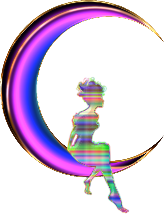 Chromatic Fairy Sitting On Crescent Moon Enhanced 2 No Background