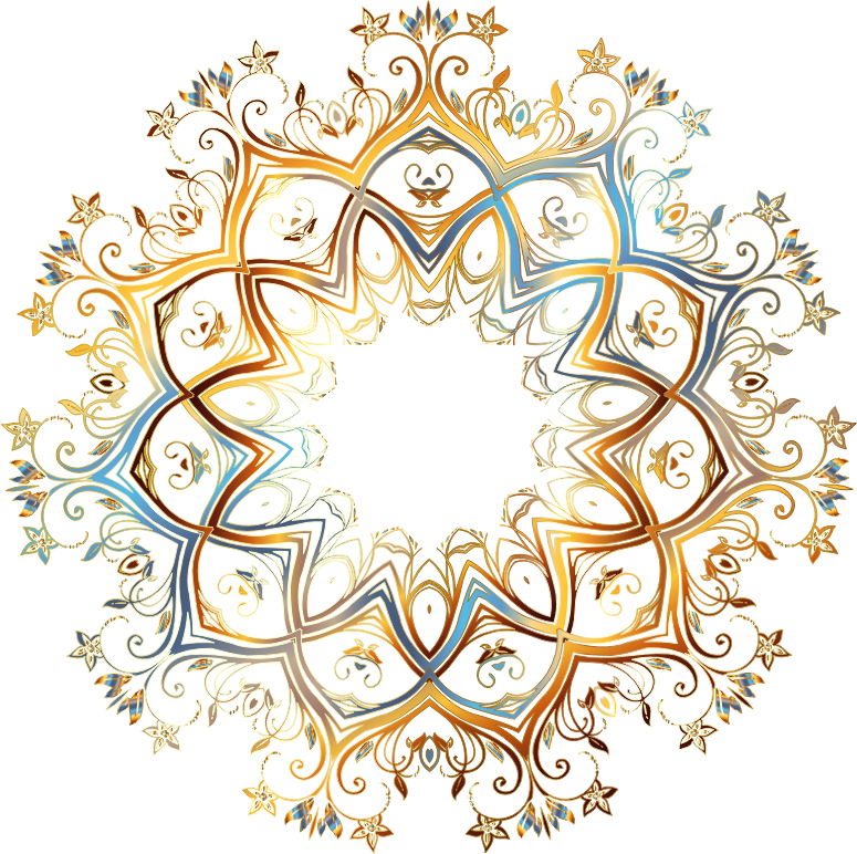 Chromatic Gold Flourish Ornament No Background