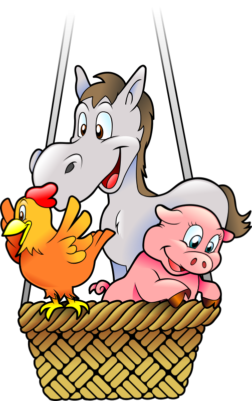  Farm's animals in a balloon