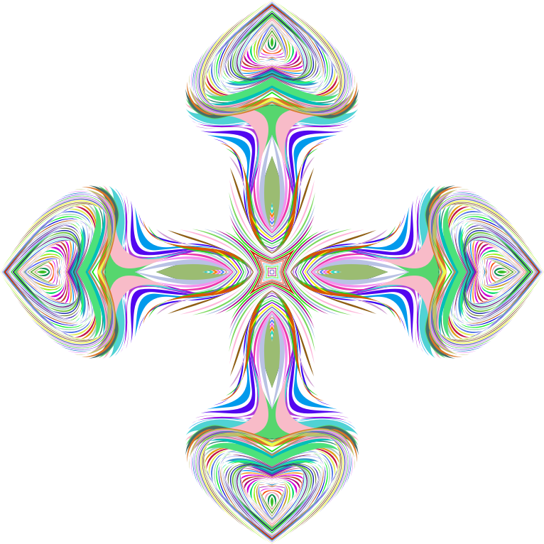 Prismatic Hearts Cross No Background