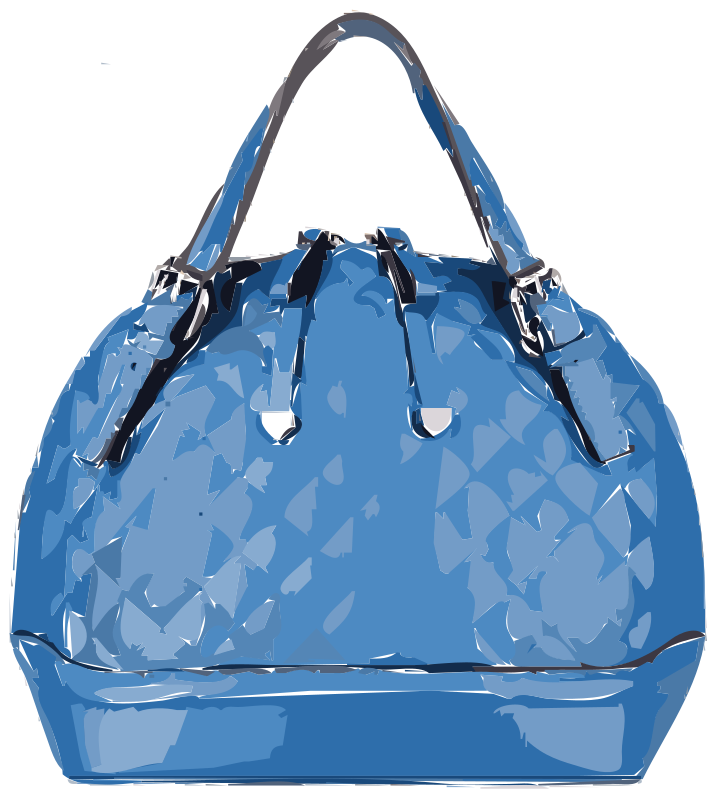 Blue Patterned Leather Handbag without logo