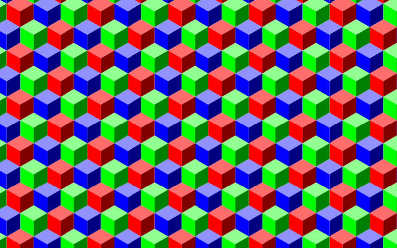 Seamless RGB Isometric Cubes Pattern