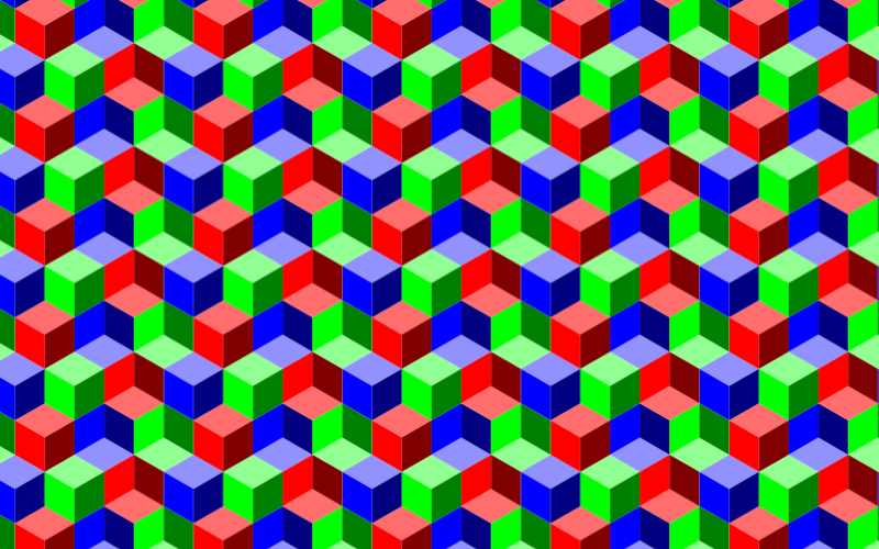 Seamless RGB Isometric Cubes Pattern 2