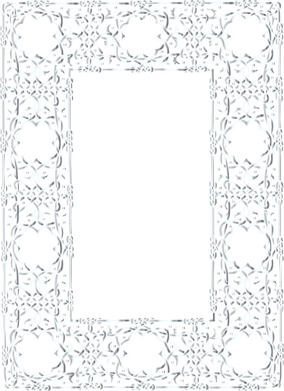 Silver Ornate Geometric Frame No Background