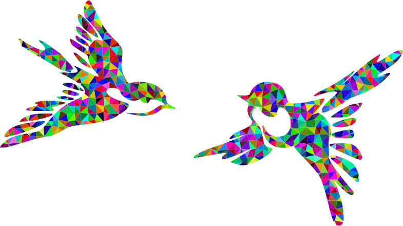 Low Poly Prismatic Stylized Birds Silhouette