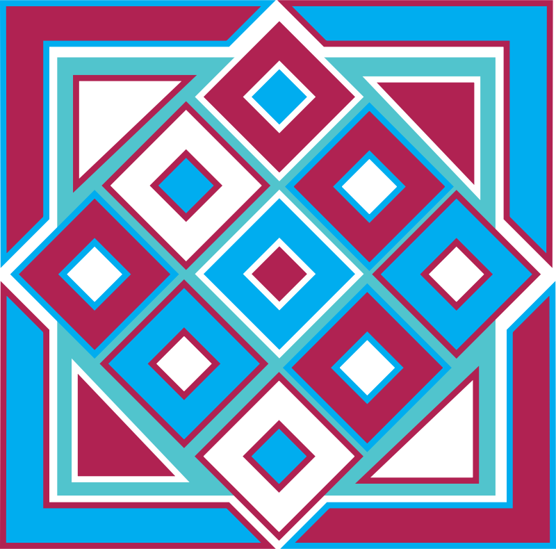 Square Box Design Blue, Red & Aqua