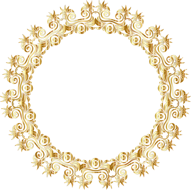 Gold Floral Flourish Motif Frame No Background