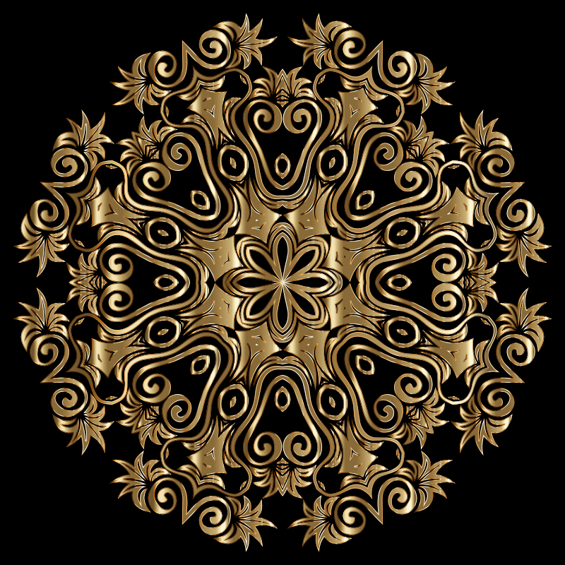 Gold Floral Flourish Motif Design