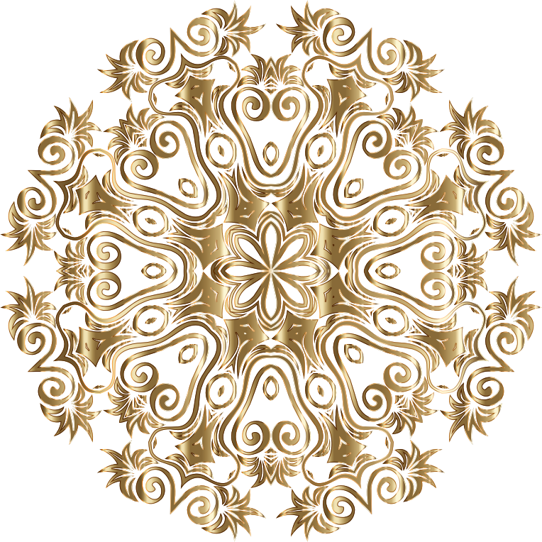 Gold Floral Flourish Motif Design No Background