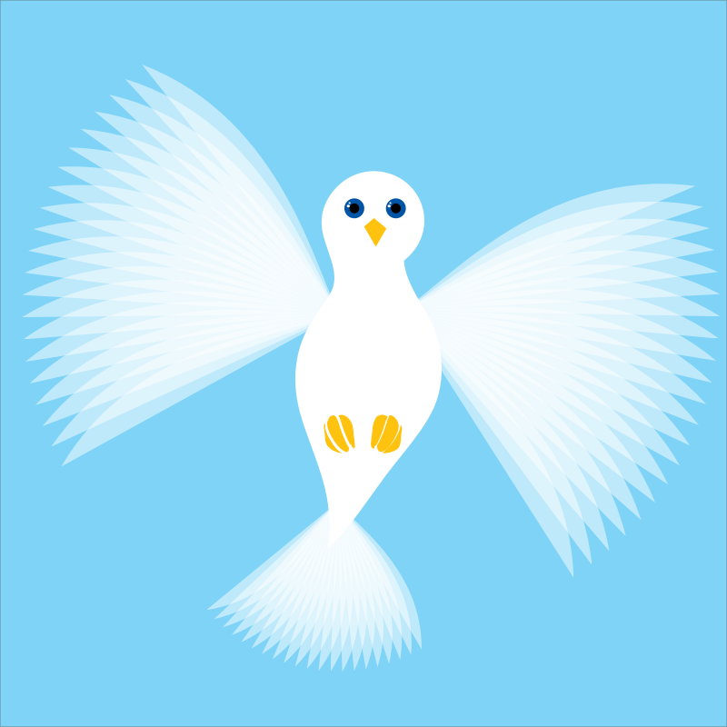 Flying Dove Blue background no outlines