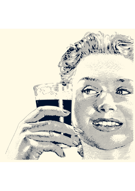 Happy woman drinking 02 Framed