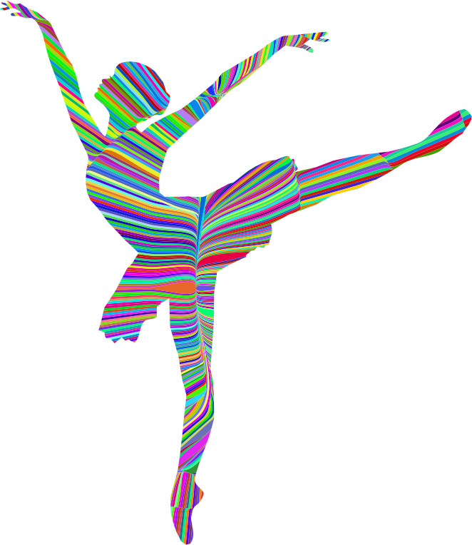 Psychedelic Waves Graceful Ballerina Silhouette