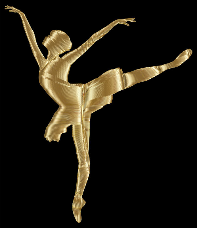 Golden Graceful Ballerina Silhouette