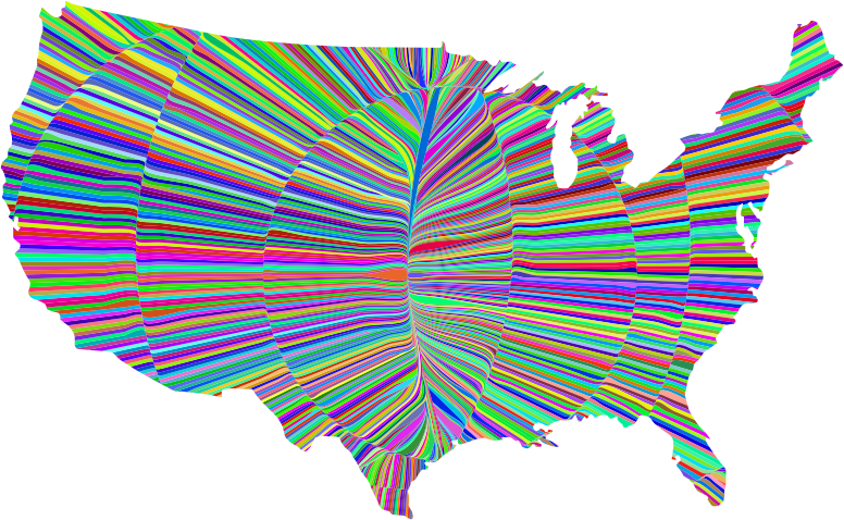 Psychedelic Waves United States Map