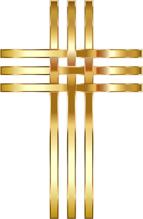 Interlocked Stylized Golden Cross No Background