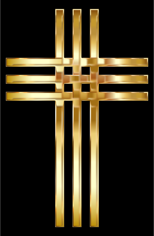 Interlocked Stylized Golden Cross Enhanced