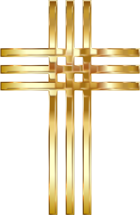 Interlocked Stylized Golden Cross Enhanced No Background